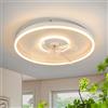 LUOLONG Ventilatore da soffitto LED con illuminazione 40cm Bianco Silenzioso Lampada ventilatore da soffitto Dimmerabile con telecomando Timer a 6 velocità 45W per camera da letto e soggiorno