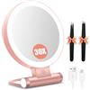 B Beauty Planet Specchio d'ingrandimento con luce 30X, specchio per il trucco a doppio lato con ingrandimento 1X/ 30X e pinzetta, 2000mAh 3 modalità di colore con luminosità regolabile