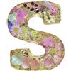Generic Kit di ornamenti in resina, lettere in resina con fiori, fiori secchi resi N luce notturna lettera con luci LED, luce notturna o lampada decorativa (S)