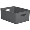 TATAY Cestino Portaoggetti Plastica 15 L Baobab | Scatola Organizzatrice | Manici Integrati | Design Compatto e Versatile | Plastica Senza BPA | 29,4 x 38,5 x 16 cm, Grigio