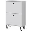 Vicco Scarpiera Siri, Bianco, 60 x 92 cm con 2 cassetti incernierati