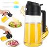 Behiruch 470ml Spruzzino Olio Per Friggitrice Aria, 2 in 1 Spruzzatore Olio e Dosatore Olio, Bottiglia di olio d'oliva in vetro per cucina, insalata e barbecue (Nero)