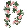 Hitopin Ghirlanda di fiori artificiali, 1 pezzo, 240 cm, ghirlanda di rose rosse, vintage, ghirlanda di fiori per casa, parete, giardino, decorazione ad arco per matrimoni (16 fiori, rosa)