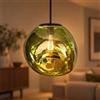 Licht-Erlebnisse Lampada a sospensione vetro verde nero, sfera Ø 36 cm a specchio, E27 | Ø 36 cm, sospensione 138 cm, 2,1 kg, vetro soffiato a specchio, alluminio, 1x E27 max. 40 W, IP20, senza lampadina