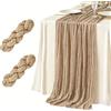 YEAMLTE Runner da Tavola Trasparente, 2 PCS Boho Runner da Tavolo, Runner da Tavola in Garza Rustica, Romantico Moderno, 55 x 300cm per Tavoli da Giardino in Estate e per Banchetti Nuziali (Champagne)