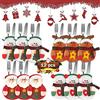 HUHUDAY Portaposate di Natale 12 Pezzi, Porta Posate Natalizie, Porta Posate da Tavola per Natale, Babbo Natale Pupazzo di Neve Alce Porta Coltelli Borse Decorazioni per Borsa da tavola Posate Natale