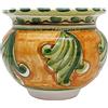 Sicilia Bedda - VASO IN CERAMICA SICILIANA - Decorazione Maioliche - Prodotto Artigianale di Alta Qualità (Verde e Arancio)