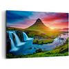ARTTOR Quadri Moderni Soggiorno Tramonto Cascata Islanda vulcano Quadro su Tela 120x80cm Stampe da Parete Camera da Letto 1 pezzo Wall Art Canvas Grandi Decorazione Murale Grafica Immagini AA120x80-2963