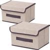 NCRGB Scatole Portaoggetti in Tessuto,Scatole Portaoggetti Scatole per Armadio con Coperchio Set,Pieghevole,Contenitore per Armadio,Vestiti,Armadi (26×19×16cm/2pack, Beige Bianco)