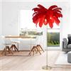 YYUTLUO Lampada Moderna Con Piume, Lampada Da Terra In Piume Di Struzzo Naturale, Altezza 160cm, Palo E Base In Oro, Lampadine A LED G4 A 3 Temperature Di Colore, Soggiorno Camera Letto Per (Rosso)