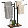HOOBRO Portasciugamani Autoportante a T, Portasciugamani da Terra con 2 Barre di Appoggio, Porta Asciugamani per Bagno e Lavanderia, Adatto per Camera, Marrone Vintage e Nero EBF14LB01