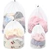 Keboyoe 4 pezzi Sacchetti per Lavatrice Sacchetti Lavatrice Biancheria 4 Misure Bianco con Fermacorda Adatti per Lenzuola e Vestiti di Tutte le Taglie Coperte Zaini