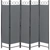 [en.casa] Paravento Pieghevole per Interni e Esterni in 5 Pannelli Separè Decorativo Parete Divisoria per Camera da Letto Spogliatoio Terrazza 171 x 200 cm Telaio in Acciaio - Grigio Scuro