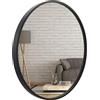 BD ART Specchio da parete rotondo 70 cm con elegante cornice in legno nero
