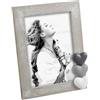 Instant Project Cornice in Legno Mascagni Casa 13x18 cm Bianca o Grigia con Cuori a Rilievo Portafoto Bianco o Grigio Idea Regalo Romantica per San Valentino, Anniversari, Mamma, Amica, Fidanzata (Grigia)