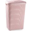 Acan Tradineur - Cesto portabiancheria con manici e coperchio, pongotodo rattan in plastica, cestino per biancheria, imitazione vimini, prodotto in Spagna (rosa - 60 L)