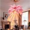 AstrizLamp Lampadario in Piume, Rosa Paralume Morbido Moderna LED Plafoniera a 6 Luci 4500K Lampada a Sospensione a Soffitto in Piume Naturali, per Soggiorno Camera da Letto Stanza dei Bambini, φ-100cm