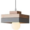 WOTTES Lampada a sospensione Legno Quadrato Plafoniera Retrò E27 Lampadario Vintage Illuminazione interni Paralume Metallo Lampada Moderna Industriale per soggiorno Camera da letto Cucina