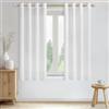 CUTEWIND Tende Bianche Corte con Anelli per Interni Finestre Camera da Letto 2 Pezzi, 140x160 CM, Tenda Corta da Interno Semitrasparente Lino per Cucina Soggiorno Salotto Cameretta Bambini