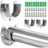 SHFYFHS 4 pezzi Set di supporto per asta a U, Armadio Supporto Asta di Sostegno, Supporto per Asta Armadio in Acciaio Inox, Supporto Tubo Armadio, per cucine, balconi, bagni, armadi, finestre.(32mm, Argento).