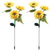 Jadeshay Girasoli Solari Luci Solari Girasole Lampada Solare a Forma di Girasole per Esterno IP65 Impermeabile Decorazione Giardino Illuminazione Notturna Automatica 2 Unità da 3 Teste 37cm