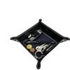 FrasiBags Vassoio Svuotatasche in Vera Pelle Quadrato, Centrotavola Portaoggetti Svuota Tasche in Pelle, Moderno Vassoio Portachiavi Ingresso, Svuotatasche Design Moderno Quadrato Made in Italy (Blu)