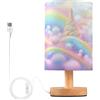 Ttgoth Lampada da comodino a forma di nuvola arcobaleno per camera da letto, piccola lampada da comodino a LED, con porte USB e paralume in tessuto, per soggiorno, dormitorio, casa, ufficio