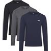 DKNY Uomo, Maglietta a Maniche Lunghe, Blu Marino/Grigio Scuro/Nero, Confezione da 3, Piccolo
