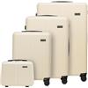 WITTCHEN Stripes Line Set valigie con beauty case Valigie da viaggio Bagaglio rigido ABS 4 ruote doppie Manico telescopico Chiusura con lucchetto Crema