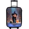 NoBoringSuitcases.com® Valigia Per Bambini Compatto 48x31x19 cm Bagaglio Ultraleggero Trolley A Mano Rigidi LED Ruote Da Viaggio - Ragazze - Mago - Libro