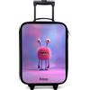NoBoringSuitcases.com® Valigia Per Bambini Compatto 48x31x19 cm Bagaglio Ultraleggero Trolley A Mano Rigidi LED Ruote Valigie Bimbi - Ragazzo - Mostro - Occhi - Rosa