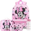 Get Trend Disney Minnie Mouse 4 Pezzi Grande Zaino Ragazza Set con 46 cm Zaino, Borsa Termica Porta Pranzo, Borraccia 500 ml Senza BPA e Astuccio (Rosa Minnie)