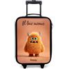 NoBoringSuitcases.com NoBoringSuitcases© Valigia Per Bambini Personalizzato Con Un Nome Bagaglio | 48x31x19 cm - Ultraleggero Trolley A Mano Rigidi LED Ruote Valigie Bimbi - Ragazze - Mostro - Corna - Arancione