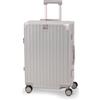 BERTOO Palermo Premium - Set trolley rigido con ruote girevoli, in ABS/policarbonato, argento, L, Classico