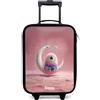 NoBoringSuitcases.com® Valigia Per Bambini Compatto 48x31x19 cm Bagaglio Ultraleggero Bagagli Rigidi LED Ruote Valigie Neonato Bimbi - Ragazze - Luna - Creatura - Rosa