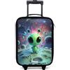 NoBoringSuitcases.com® Valigia Per Bambini Compatto 48x31x19 cm Bagaglio Ultraleggero Trolley A Mano Rigidi LED Ruote Valigie Neonato - Ragazzo - Creatura - Paesaggio Lunare