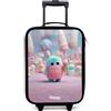 NoBoringSuitcases.com® Valigia Per Bambini Compatto 48x31x19 cm Bagaglio Ultraleggero Trolley A Mano Rigidi LED Ruote Da Viaggio - Ragazze - Mostro - Caramella - Avventura