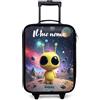 NoBoringSuitcases.com NoBoringSuitcases© Valigia Per Bambini Personalizzato Con Un Nome Bagaglio | 48x31x19 cm - Ultraleggero Trolley A Mano Rigidi LED Ruote Da Viaggio - Ragazzo - Creatura - Giallo - Spazio