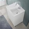 Inbagno Mobile Lavatoio 60x46,8 Cm Bianco Frassinato Con Vasca In Ceramica Dotata Di Zona Strofinatoio, Struttura Già Montata In Legno Nobilitato Con 2 Ante Apribili A Gola
