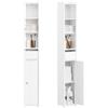 SoBuy Mobile Bagno Salvaspazio Colonna Alta Mobiletto Bagno Stretto con Anta e Cassetto Armadietto Bagno Multiuso Mobile Alto per Lavanderia e WC 20x20x145cm BZR34-K-W