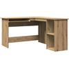Mhdvray Scrivania angolare a forma di L con cassetto per tastiera, scrivania angolare per computer, in legno, per casa e studio, rovere Artisan, 120 x 140 x 75 cm