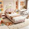 BIYFSDS Letto Singolo Imbottito 90x200 cm con Rete a Doghe, Letto da Principessa per Bambina con Testata Regolabile Letto per Bambina 90x200 Letti per 1 Persona per Ragazza Adolescente, in Velluto