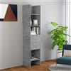 Homgoday Armadietto per libri, grigio cemento, 40 x 35 x 180 cm, in legno ingegnerizzato, scaffale per libreria, scaffale per soggiorno, casa, ufficio, libreria, 1163