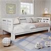 boorbin Letto da giorno allungabile, in pino massiccio, con 2 posti letto e rete a forma di cuore, colore: bianco (90 x 190 cm)