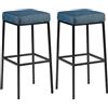 CLP Set 2 Sgabelli Bar Senza Schienale Montreal in Stoffa I Sgabelli Quadrati Bancone Imbottiti Base in Acciaio Inox Alt 80 CM, Colore:Blu, Colore del Telaio:Nero