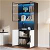 Shye Moderna vetrina minimalista, 80 x 30 x 200 cm, con ante in vetro, vetrina con luci a LED, libreria per oggetti da collezione, temperatura di colore regolabile e luminosità, porte bianche con