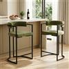 Ya-Home Set di 2 Sgabelli da Bar in Velluto Sgabelli Cucina Sgabelli Alti Moderni con Struttura in Metallo Sedie da Bar con Braccioli per Cucina Bancone, Verde