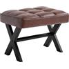 IBUYKE piccolo 12 H poggiapiedi sgabello, quadrato PU poggiapiedi con metallo X-Leg, multi-uso come piccolo tavolino, sgabello passo per soggiorno, camera da letto, ingresso, marrone scuro WBD012Z