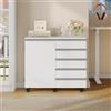 Hzuaneri 80 cm Cassettiera Scrivania su ruote con 5 cassetti e anta, Cassettiera archivio mobile con rotelle, Mobile salvaspazio sotto scrivania con ampio spazio contenitivo, Bianco FC52503X