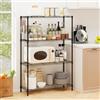 GIANTEX Ripiano portaoggetti a 4 livelli regolabile in altezza, scaffale in metallo, supporto fino a 567 kg, libreria in filo metallico con 4 ganci, per garage, cantina, cucina, 91 x 35 x 138,5 cm